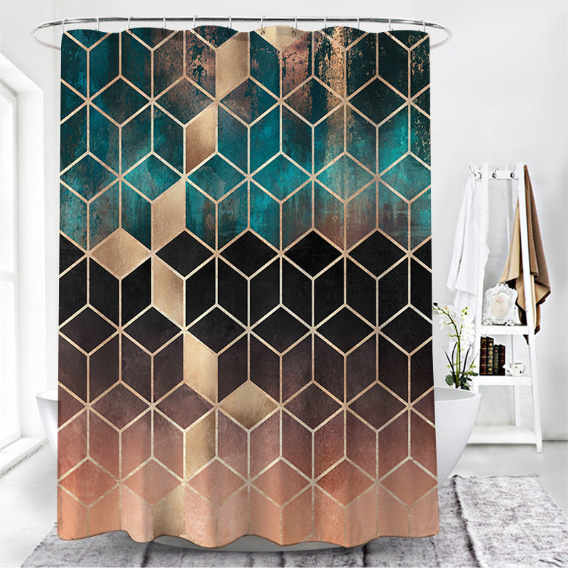 Simple Wind Geometric Pattern Toilet Curtain β Modern & Stylish