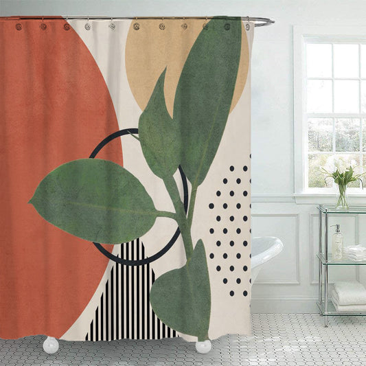 Simple Geometric Waterproof Shower Curtain – Modern Nordic Abstract Design