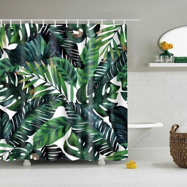 Tropical Printed Shower Curtain – Vibrant & Eco-Friendly Bathroom Decor