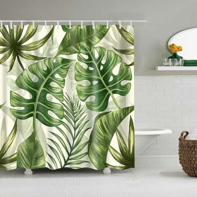 Tropical Printed Shower Curtain – Vibrant & Eco-Friendly Bathroom Decor