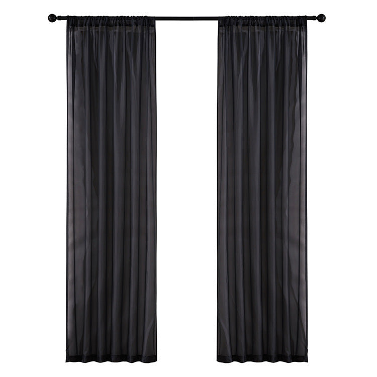 Modern Simple Cotton & Linen Black Window Screen Curtain β Light Transmission