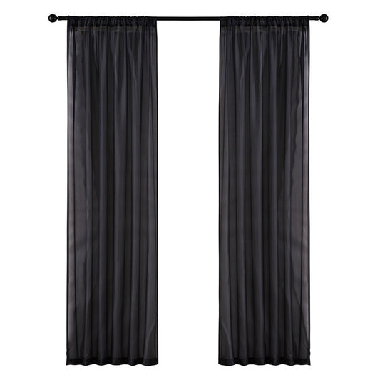 Modern Simple Cotton & Linen Black Window Screen Curtain – Light Transmission