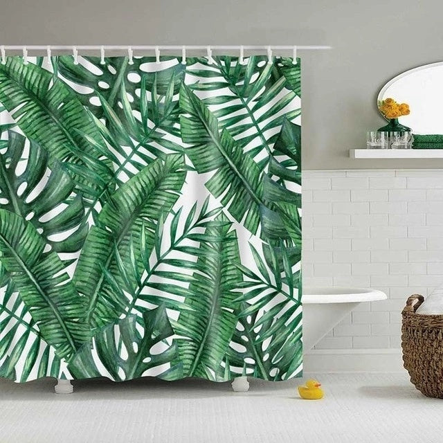 Tropical Printed Shower Curtain – Vibrant & Eco-Friendly Bathroom Decor