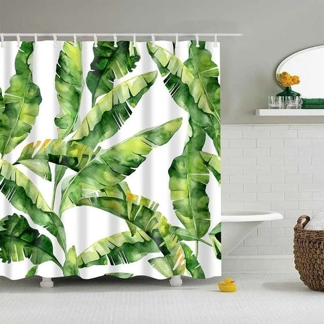 Tropical Printed Shower Curtain – Vibrant & Eco-Friendly Bathroom Decor