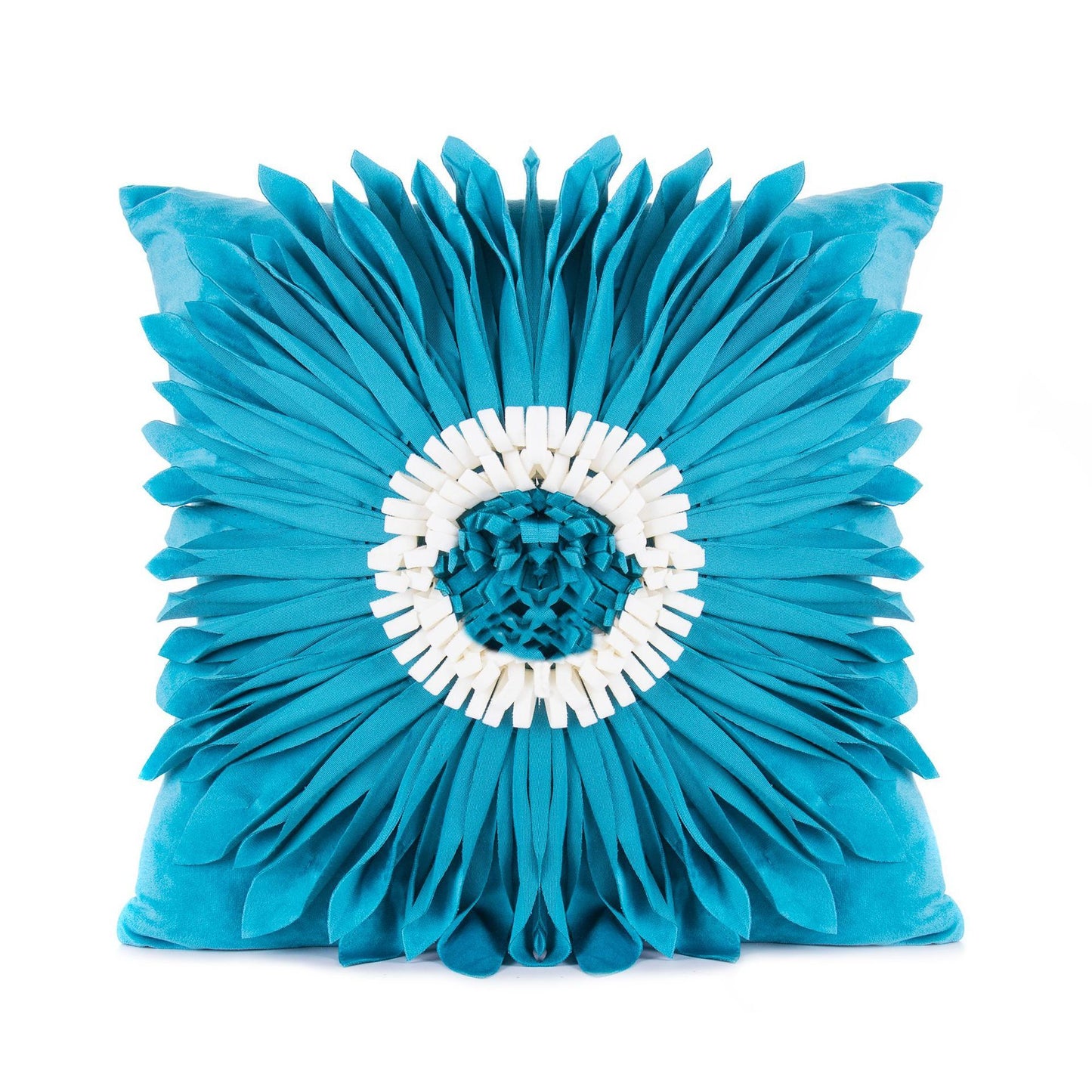 Modern Velvet 3D Chrysanthemum Throw Pillow – Fashionable Blue Cushion Case