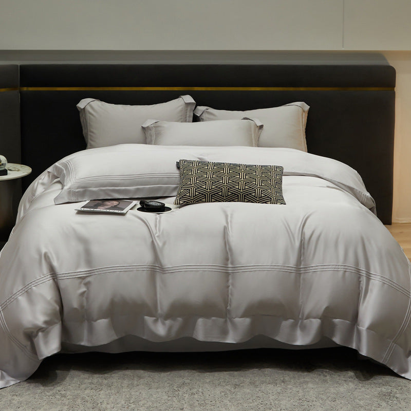 Solid Color 100% Lyocell Tencel Four-Piece Bedding Set – Modern Simplicity
