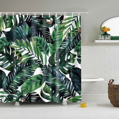 Tropical Printed Shower Curtain – Vibrant & Eco-Friendly Bathroom Decor