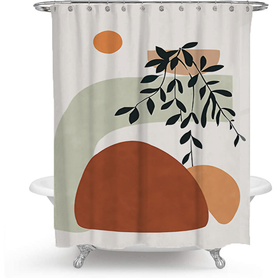 Simple Geometric Waterproof Shower Curtain – Modern Nordic Abstract Design