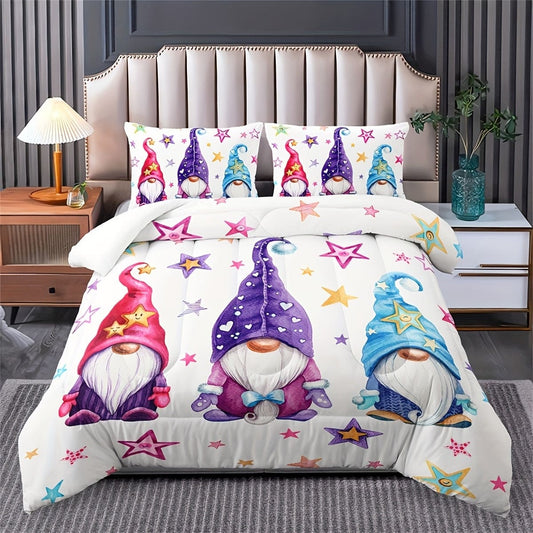 Mushroom House Cartoon Anime Three-Piece Bedding Set – American Style