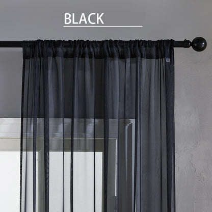 Modern Simple Cotton & Linen Black Window Screen Curtain – Light Transmission
