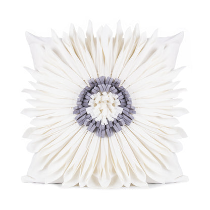 Modern Velvet 3D Chrysanthemum Throw Pillow – Fashionable Blue Cushion Case