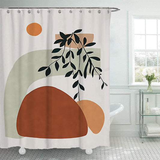Simple Geometric Waterproof Shower Curtain – Modern Nordic Abstract Design