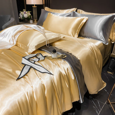 Affordable Luxury Style Solid Color Silk Bedding Set – Elegant & Soft