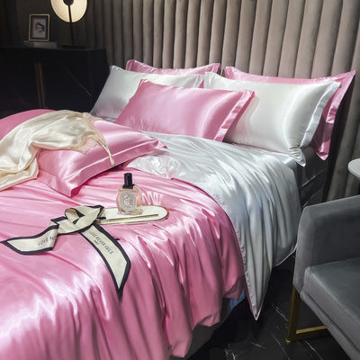 Affordable Luxury Style Solid Color Silk Bedding Set – Elegant & Soft