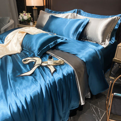 Affordable Luxury Style Solid Color Silk Bedding Set – Elegant & Soft