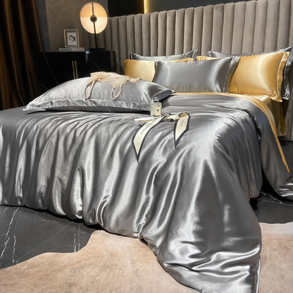 Affordable Luxury Style Solid Color Silk Bedding Set – Elegant & Soft