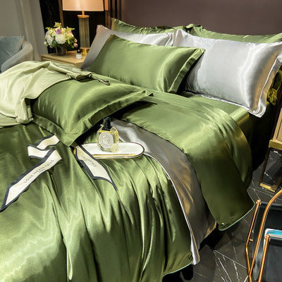Affordable Luxury Style Solid Color Silk Bedding Set – Elegant & Soft