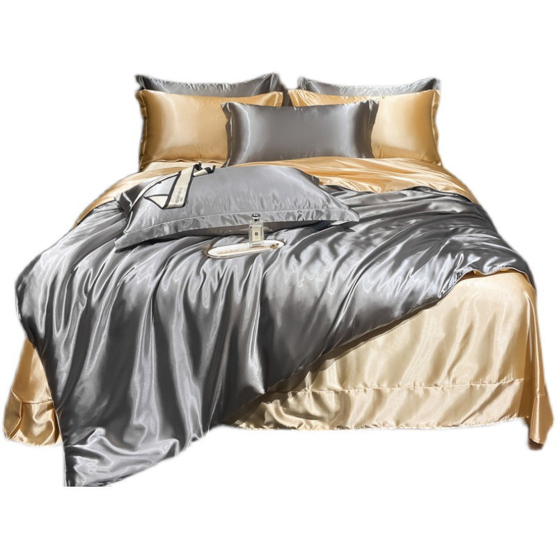 Affordable Luxury Style Solid Color Silk Bedding Set – Elegant & Soft