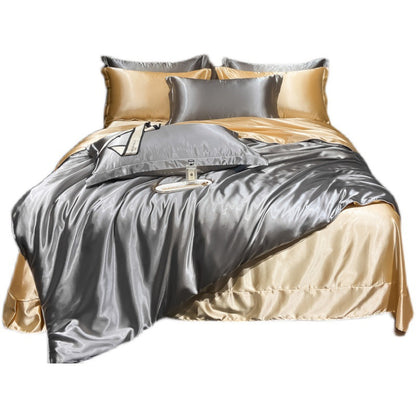 Affordable Luxury Style Solid Color Silk Bedding Set – Elegant & Soft