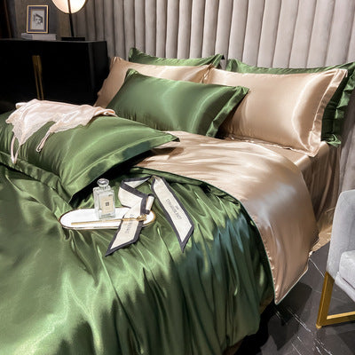Affordable Luxury Style Solid Color Silk Bedding Set – Elegant & Soft