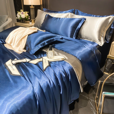 Affordable Luxury Style Solid Color Silk Bedding Set – Elegant & Soft