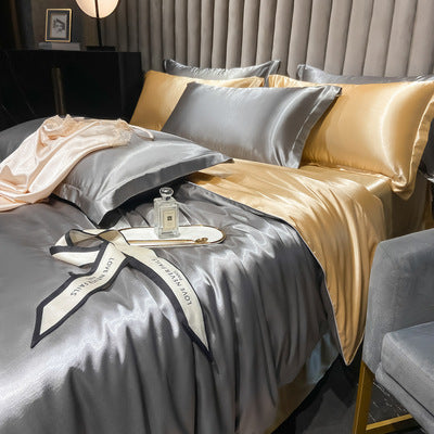 Affordable Luxury Style Solid Color Silk Bedding Set – Elegant & Soft