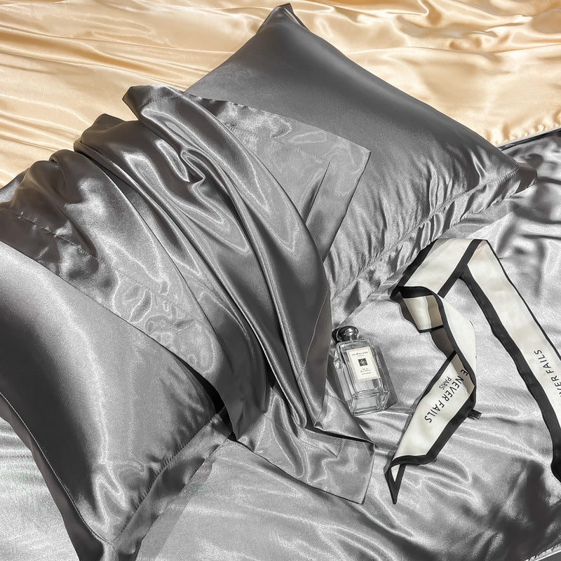 Affordable Luxury Style Solid Color Silk Bedding Set – Elegant & Soft