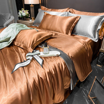 Affordable Luxury Style Solid Color Silk Bedding Set – Elegant & Soft