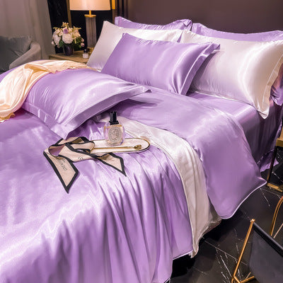 Affordable Luxury Style Solid Color Silk Bedding Set – Elegant & Soft