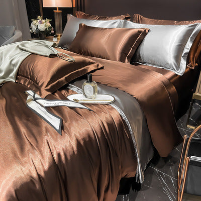 Affordable Luxury Style Solid Color Silk Bedding Set – Elegant & Soft
