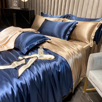 Affordable Luxury Style Solid Color Silk Bedding Set – Elegant & Soft