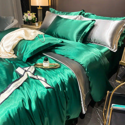 Affordable Luxury Style Solid Color Silk Bedding Set – Elegant & Soft