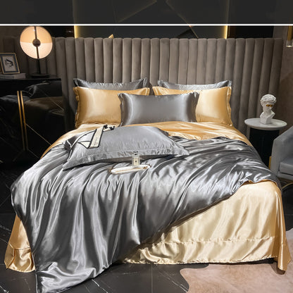 Affordable Luxury Style Solid Color Silk Bedding Set – Elegant & Soft