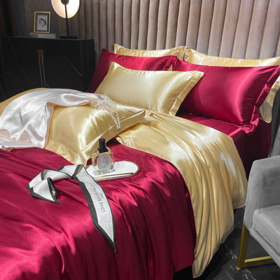 Affordable Luxury Style Solid Color Silk Bedding Set – Elegant & Soft