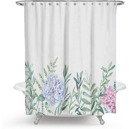 Colorful Floral Plant Shower Curtain – Modern Nordic Green Leaf Bathroom Curtain