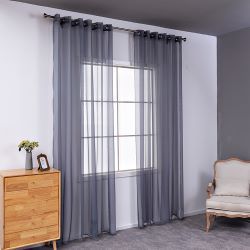 Modern Simple Cotton & Linen Black Window Screen Curtain – Light Transmission
